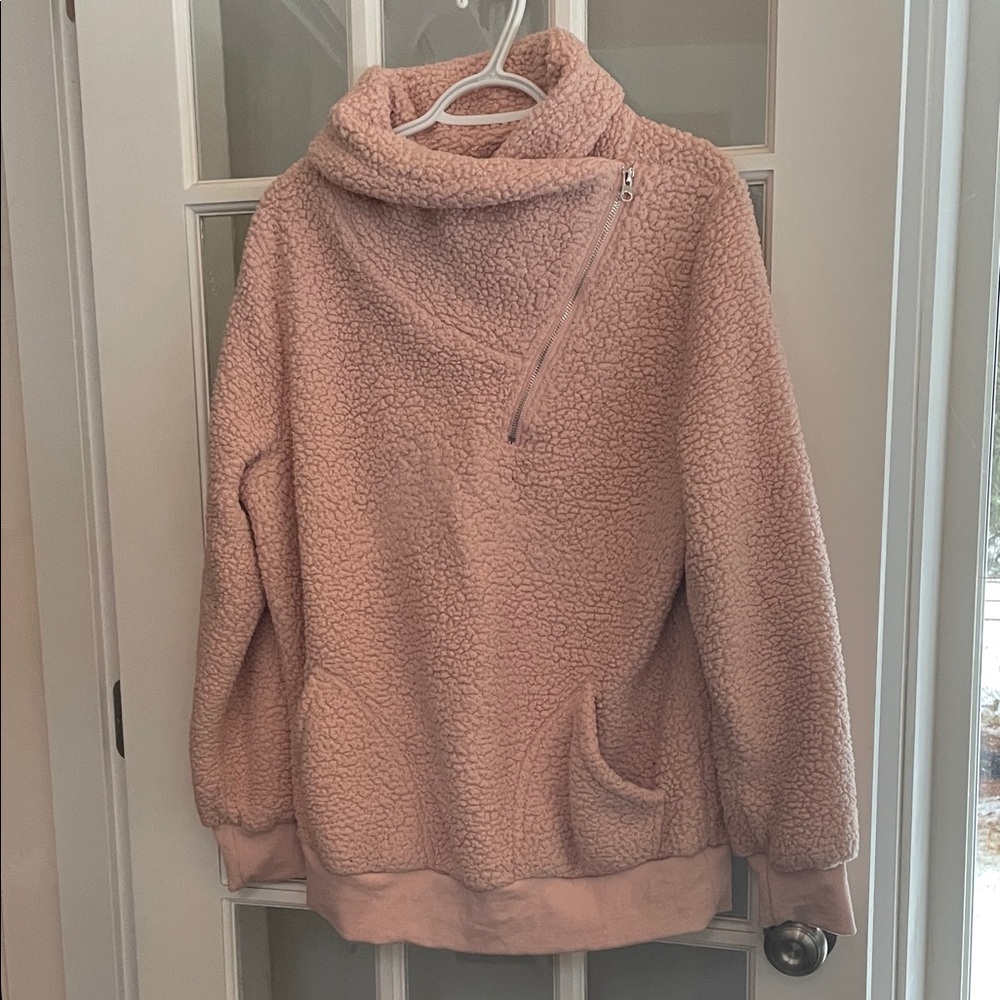 Cozy Pink Sherpa Pullover